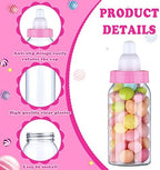 60 Pcs 4.5 Inch Baby Mini Milk Bottle Baby Shower Favor Fillable Feeding Bottle Candy Box Small Plastic Candy Container DIY Gift for Boy Girl Newborn Baptism Party Decor (Pink) - Image 3