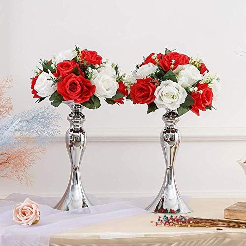 Sziqiqi Artificial Flower Centrepieces for Tables, Red & White, 6Pcs - Image 4