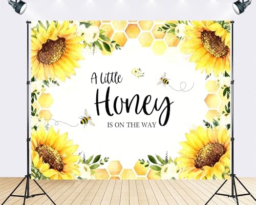 Trykid 9x6ft A Little Honey is on The Way Backdrop Sunflower Watercolor Floral Honeycomb Baby Shower Photography Background Party Decoration Photoshoot Studio Props Fabric - Image 2