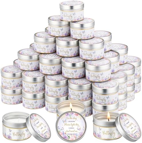 Threlaco 50 Pcs Baby Shower Candles, Party Favors, Flower and Butterfly by Threlaco