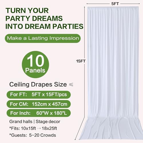 50ft×15ft White Backdrop Curtain for Wedding Parties - Image 6