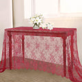 LuoluoHouse Red Lace Tablecloth 6pcs Rose Floral Table Fabric 60x120 Inch by LuoluoHouse