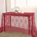 LuoluoHouse Red Lace Tablecloth 6pcs Rose Floral Table Fabric 60x120 Inch by LuoluoHouse