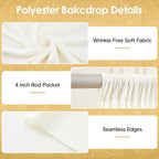 40x10ft Cream White Backdrop Curtains for Wedding Parties Wrinkle Free Photo Backdrop Drapes for Photography Birthday Baby Shower Soft Fabric Party Backgournd for Photoshoot 5x10ft, 8 Panels - Image 2