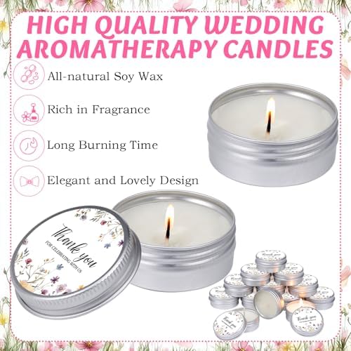 MTLEE 50 Pcs Wildflower Wedding Candles Gift Favors for Guests 1 Oz - Image 7