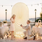 7.2FT Beige Arch Cover - Stretchy Fitted Arch Backdrop Cover for Round Top Chiara Backdrop Stand for Wedding Baby Shower Birthday Party Bridal Shower Decorations - Image 3
