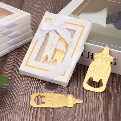 32 Pack Baby Bottle Openers with Gift Boxes - Poppin Bottle Opener Baby Shower Favors, Gender Reveal Decor & Wedding Souvenirs Return Gifts for Guests (White) - Image 5