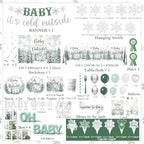 Winter Baby Shower Decorations, Green Baby It's Cold Outside Decor with Plates Napkins Tablecloth Balloon Cake Topper, Winter Wonderland Baby Shower Decorations Boy Girl for Holiday Christmas - Image 6