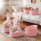 8 Pack Scalloped Small Woven Basket with Gift Bags and Ribbons 12"x 8"x 5" Cotton Rope Storage Organizer with Handles Cute Empty Gift Basket for Nursery Birthday Baby Shower, Pink - Image 4
