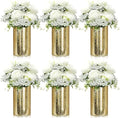 Suncalla 6 Sets Gold Cylinder Vases Artificial Peony Candle Holders, White by Unknown