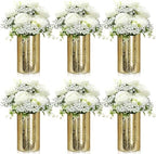 Suncalla 6 Sets Gold Cylinder Vases Artificial Peony Candle Holders, White by Unknown