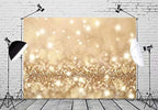 BELECO 10x6.5ft Fabric Bokeh Gold Backdrop Golden Glitter Holidays Twinkle Lights Background Gold Spot Sparkles Photography Backdrop for Party Wedding Birthday Photoshoot Kids Newborn Photo Props by BELECO