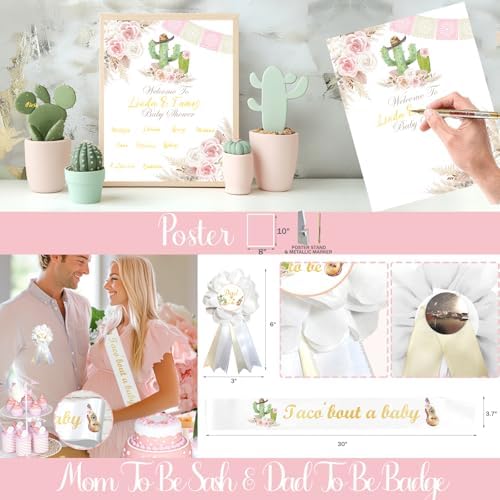 Hombae Taco Bout A Baby Decorations, Mexican Baby Shower Decorations, Pastel Fiesta Themed Backdrop Balloon Banner Boxes Poster Sash Pin for Taco Cactus Party Supplies - Image 5