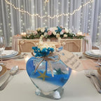 Wedding Favor guest Bulk, Set of Heart Glass Candle Party with custom sticker and dried flowers for guest in Bridal Party, Baby shower gifts (Blue Gel Heart Glass, Set of 30) - Image 6