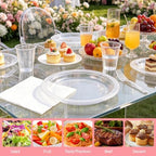 200pcs Clear Plastic Plates and Napkins Party Supplies for Birthday,Wedding - Image 3