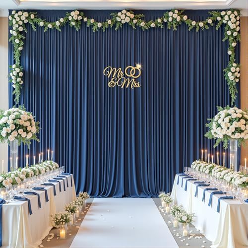 40x10ft Navy Blue Backdrop Curtain Panels for Parties - Wrinkle Free Polyester Photo Curtain Backdrop Wedding Back Drop Fabric Drapes for Party Decorations Background for Photography - Image 6