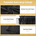 10x10ft Black Backdrop Curtains for Wedding Parties Wrinkle Free Black Curtains Photo Backdrop Drapes for Photography Birthday Baby Shower Soft Fabric Party Backgournd for Photoshoot 5x10ft, 2 Panels - Image 2
