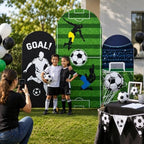 Cinrobiye 3Pcs Soccer Arch Backdrop Cover Set, 4ft 5ft 6ft Spandex Soccer Photo Booth Props, Sports Birthday Party Decorations, Goal Party Background Stand Cover for Game Day Indoor Outdoor Decor - Image 4