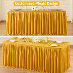 Wish Care Gold Polyester Table Clothes for 4 Foot Rectangle Tables, Wrinkle Free Fitted Table Cover with Pleated Ruffle Table Skirt for Birthday Party Wedding Trade Show Event Display - Image 5