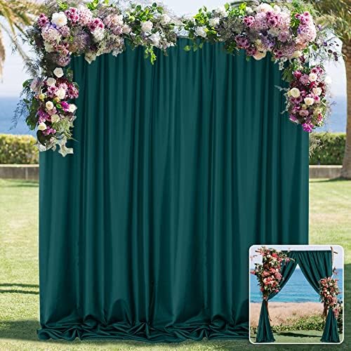 MYSKY HOME 10ft x 10ft Curtains Hunter Green Backdrop Curtains for Parties Wedding Stage Curtains Rod Pocket Sliding Drapes Backdrop Curtain for Baby Showers, Birthday, 5ft x 10ft, 2 Panels by MYSKYHOME