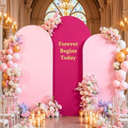 Pink and Hot Pink Arch Cover 3 Set-8FT, 7.2FT, 6.6FT Arch Backdrop Cover Spandex Fitted 2- Color Fabric Stand Covers for Baby Shower Girls Birthday Party Wedding Photo Background Decorations by Suppromo