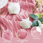 Wokceer Cheesecloth Table Runner Dusty Rose 10FT Boho Gauze, 12 Pack - Image 3