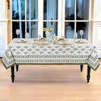 Ridhi Block Print Nature Spring Rectangle Cotton Tablecloth 140" x 72" Reusable Table Cover Decorative Everyday Use for Dining, Farmhouse, Home Gift for Spring, Easter, Valentine - Image 7