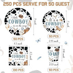 Pickmesh 250 Pcs Cowboy Baby Shower a Little Cowboy Is on the Way Party Decorations Wild Western Theme Disposable Plates Napkins Cups for Baby Shower Party Supplies Serve 50 - Image 3