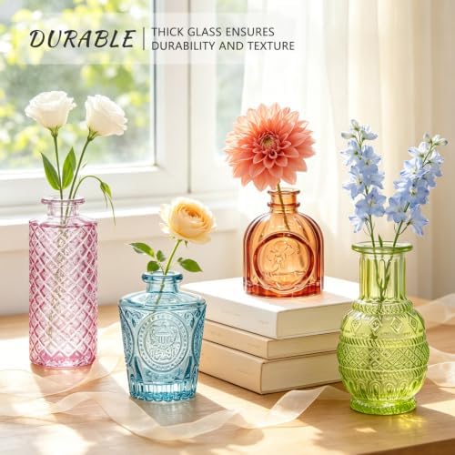 SUPMIND 16P Glass Bud Vases, Mix-Colored Small Flower Vase for Centerpieces - Image 4