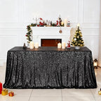 SquarePie Sequin Tablecloth 90x132 Inch Black for Halloween Wedding Party - Image 2