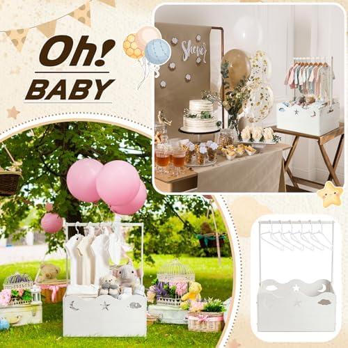 Suzile Wooden Baby Shower Crate Closet, Moon, Stars, Clouds, White - Image 6