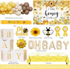 Bee Baby Shower Decorations for Boy or Girl – 111PCS Honey Bee Theme Party Supplies with Backdrop, Balloon Garland, Tablecloth, Boxes, Sash and Badges - Image 2