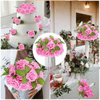 100 Pcs Artificial Rose Flowers, Bright Pink - Image 6