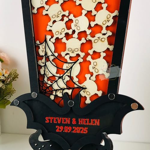 Gothic Halloween Wedding Guest Book Alternative Coffin Drop Box Skull - Image 4