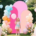 Pink Arch Backdrop Cover 7.2FT 6.6FT 6FT Wedding Arched Covers Stretchy Backdrops Set of 3 Spandex Arch Stand Covers Chiara Backdrop Cover for Arches Stand Birthday Party Baby Shower Graduation Decor - Image 3