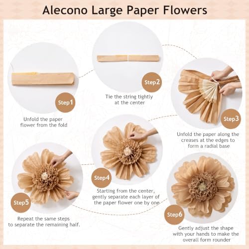 Alecono 9 Pcs Giant Paper Flowers Decorations for Wall (24", 20", 14") - Image 5