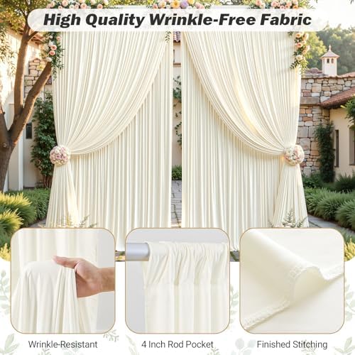 16ftx10ft Wrinkle Free Ivory Backdrop Curtain - 10 Feet Photography Backdrop Drapes, Silky Polyester Back Drop Cloth for Wedding Baby Shower Balloon Arch Background - Image 5