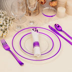 BESTSTAR 350 PCS Clear and Purple Disposable Plates Set for 50 Guests - Image 4