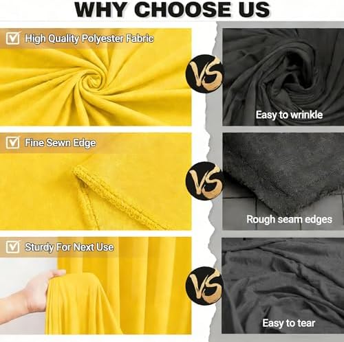 20x10FT Backdrop Curtains with Rod Pockets - Wrinkle Free Photo Stage Backdrop 4 Panels Curtains Drapes for Photography Wedding Party Baby Shower Decorations (Yellow) - Image 5