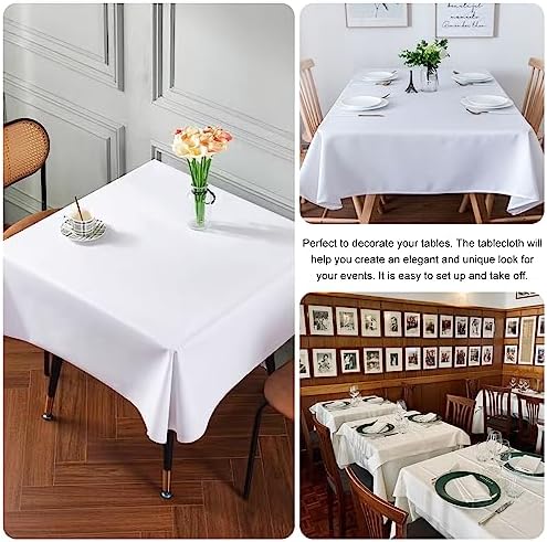 4 Pack Square Table Cloth 85x85 Inch White Tablecloth Machine Washable Fabric Polyester Table Cover for Dining, Buffet Parties, Picnic, Events, Weddings and Restaurants（White） - Image 5