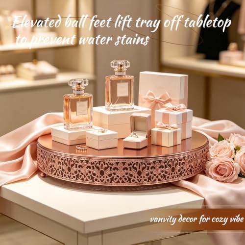 16 Inch Rose Gold Cake Stand, Round Metal Dessert Display with Ornate Filigree Lace, Dual‑Coated Premium Finish for Wedding, Anniversary & Elegant Home Decor - Image 6