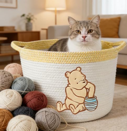 Kihraw Winnie Woven Cotton Rope Bins, for Kids Room Decor, Toy Organizer - Image 5