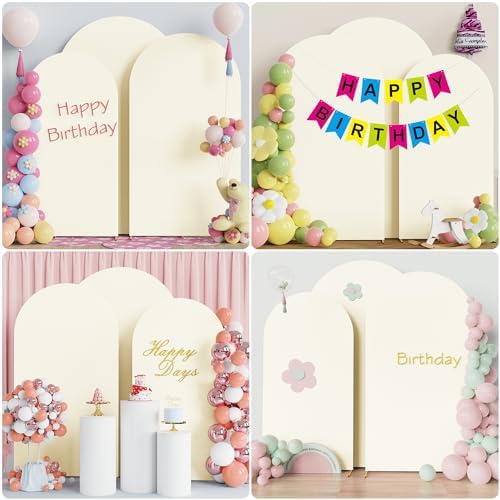 Wokceer Arch Backdrop Cover 8FT,7.2FT,6.6FT Ivory Arch Covers Stretchy - Image 4