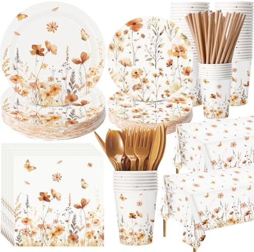 Funnymoom 452 Pcs Fall Wildflower Party Decoration Supplies for 50 Guests by Funnymoom