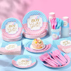 Pickmesh 400 Pcs Gender Reveal Party Supplies Paper Plates Napkins Serve 50 - Image 4