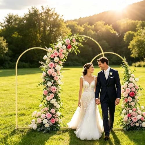 Arch Backdrop Stand Set of 3 (7.2FT,6.6FT,6FT), Gold Arch Stand - Image 6