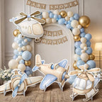 4 Pcs Large Airplane Baby Shower Decoration, Airplane Helicopter Cardboard Cutout, Birthday Party Deocration for Boys, Propeller Aircraft Stand-up Decoration for Party Supplies Photo Props - Image 2