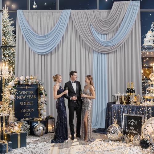 50FTx12FT Silver Backdrop Curtains for Weddings, Birthdays and Photography - Image 4