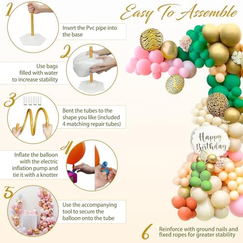Balloon Arch Kit with Pump 8.2FT/5FT Gold Half Arch Balloon Stand for Party - Image 5