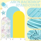 JarThenaAMCS 3 Pcs Cartoon Sponge Birthday Party Decorations Yellow Blue Arch Cover Colorful Bikini Floral Backdrop Photography Background for Birthday Baby Shower Photo Booth Props(4ft/5ft/6ft) - Image 3